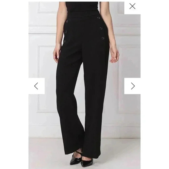 DKNY Women's High Waist Black Button-Detail Dress Pants Small sz 2 - Picture 4 of 8